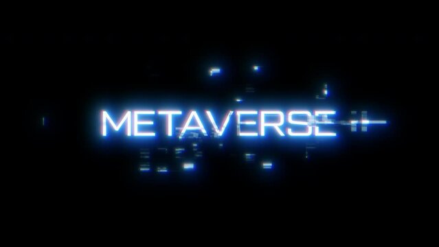 Metaverse word overlay with digital glitch