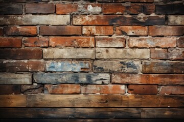 Flat texture of brick wall in a dirty. Generative AI.