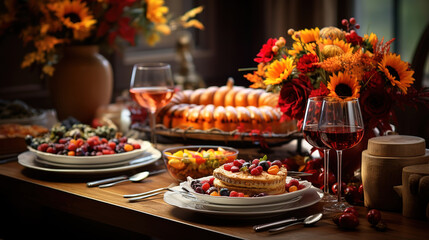 Naklejka premium Fresh berry fruit salad on rustic wooden table. Generative Ai