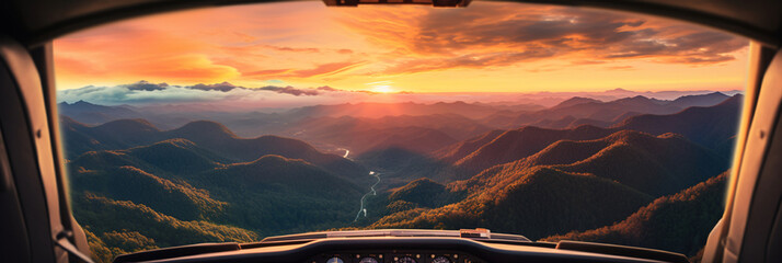 Sunset Flight Over Blue Ridge Mountains  A Private Aircraft's Aerial View