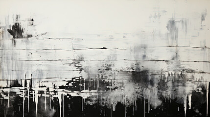 Abstract Black and White Gradient Grunge Splatter Art Painting Texture with Oil Brushstrokes on Canvas
