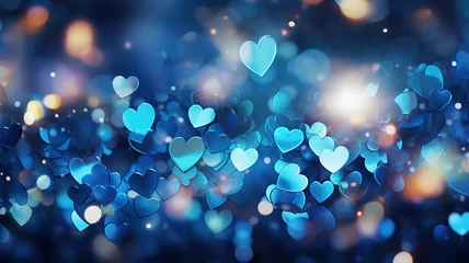 Fotobehang Abstract light, blue bokeh pattern in heart shape, St Valentines Day or Holiday concept. Generative Ai © Mukhlesur