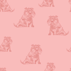 Cute cartoon dog vector print in flat style. pet seamless pattern