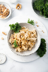 Pasta with blue cheese and walnut
