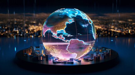 Net technology business light future global communication internet modern city digital world