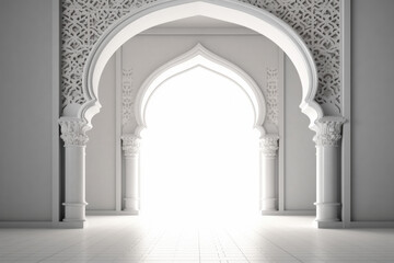 White arabic door with light coming through it