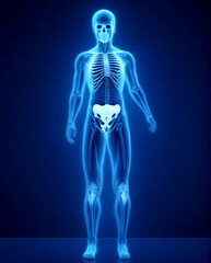 Futuristic Healthcare: Blue 3D Hologram X-ray Unveiling Human Anatomy ai generated image
