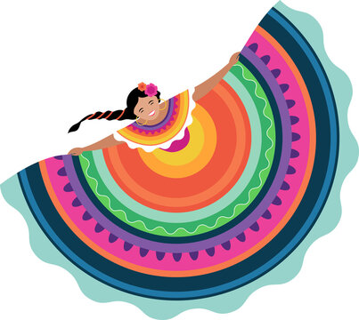Dancer in Traditional Mexican Dress for National Hispanic Heritage Month and Cinco de Mayo Celebrations