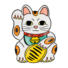 The Maneki Neko drawing image for Japanese concept