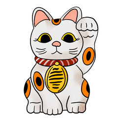 The Maneki Neko drawing image for Japanese concept
