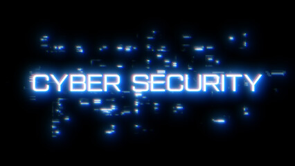 Cyber Security word overlay with digital glitch