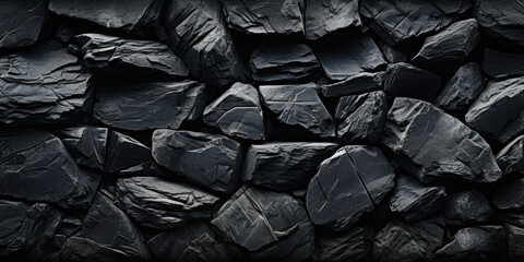 Black rock, stone, textured. Background for design.