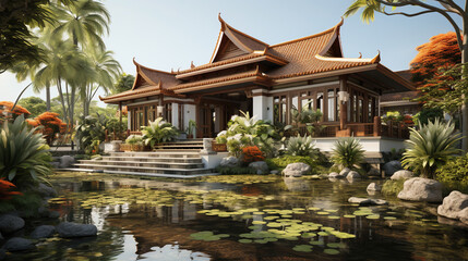 Naklejka premium Traditional Japanese Architectural Style House