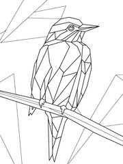 Wild bird coloring book. Line art for antistress colouring pages. Vector illustration.