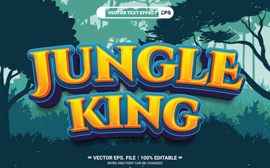 Obraz premium Jungle king editable vector 3d text style effect with jungle background