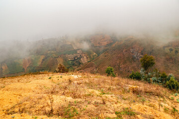 African landscapes with houses on the mountains in Morogoro Town in Tanzania