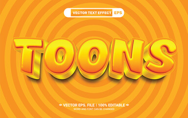 Toons editable 3d comic cartoon style vector text style effect