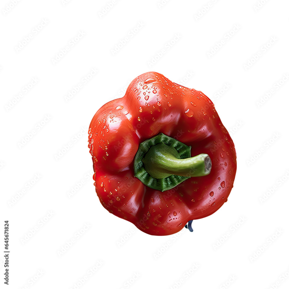 Poster fresh red bell peppers on a counter in the supermarket with a unique texture transparent background