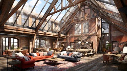 Fototapeta premium interior office co-working space design, Generative AI