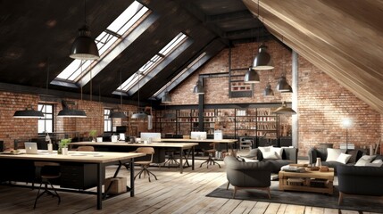 interior office co-working space design, Generative AI