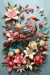 Beautiful bird made from flowers