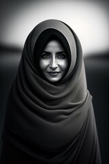 a beautiful woman "Sherry Akrami"black and white portrait of a person