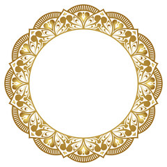 Luxury golden circle frame transparent with vintage mandala gold circular pattern clipart