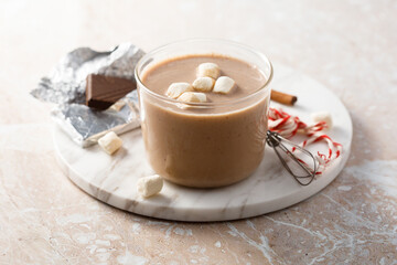 Homemade hot chocolate with marshmallow