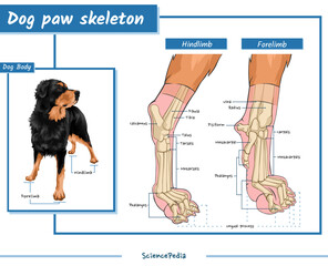 Dog paw skeleton.ai, Anatomy of a dog paw skeleton