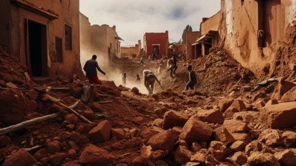Abwaschbare Fototapete Marokko Morocco Shaken: People on the streets after earthquake