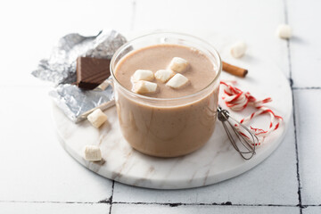Homemade hot chocolate with marshmallow