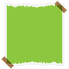 Torn paper post-it note or stickey notes in multicolor isolated on transparent background. Photo frame in vintage style for post with shadow and tape.