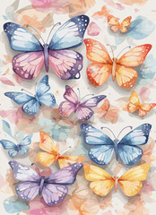 butterfly watercolour pastel colours vector cartooned white background decoration