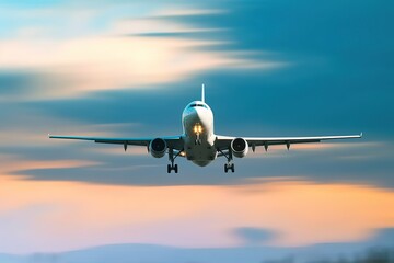 Obraz premium Passenger Airplane Flying with beautiful sky