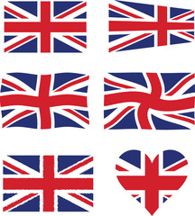 British Union Jack Flag Shapes Vector Pack