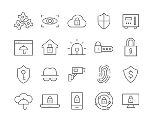 Security Icons - Vector Line. Editable Stroke.