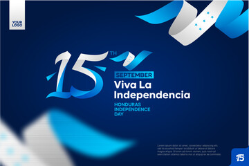 Honduras independence day logotype september 15th with flag background
