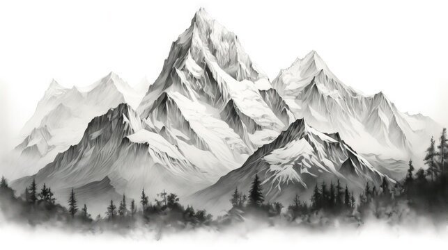 Abstract mountain illustrations ai image generated