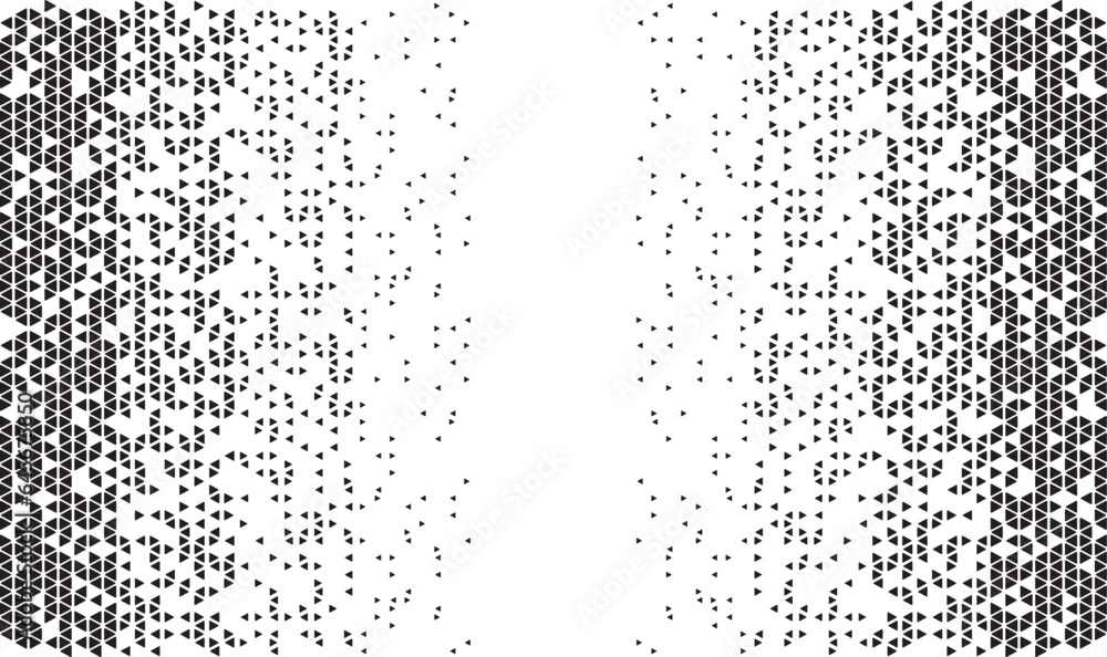 Poster black and white halftone triangles pattern. abstract geometric gradient background. vector illustrat