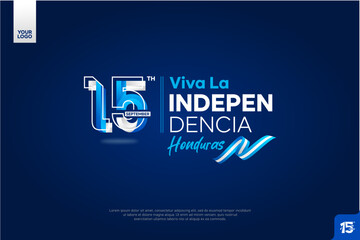 Honduras independence day logotype september 15th with flag background