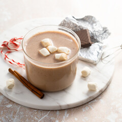 Homemade hot chocolate with marshmallow