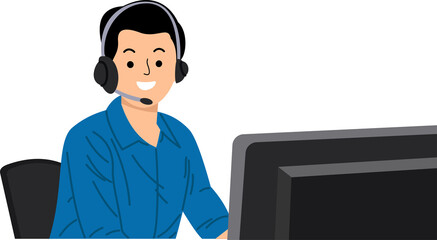 Fototapeta na wymiar man customer Support Service Talks with a Client Through Headset