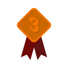 Third Place Bronze Medal Red Ribbon Basic Shape
