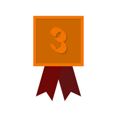 Third Place Bronze Medal Red Ribbon Basic Shape
