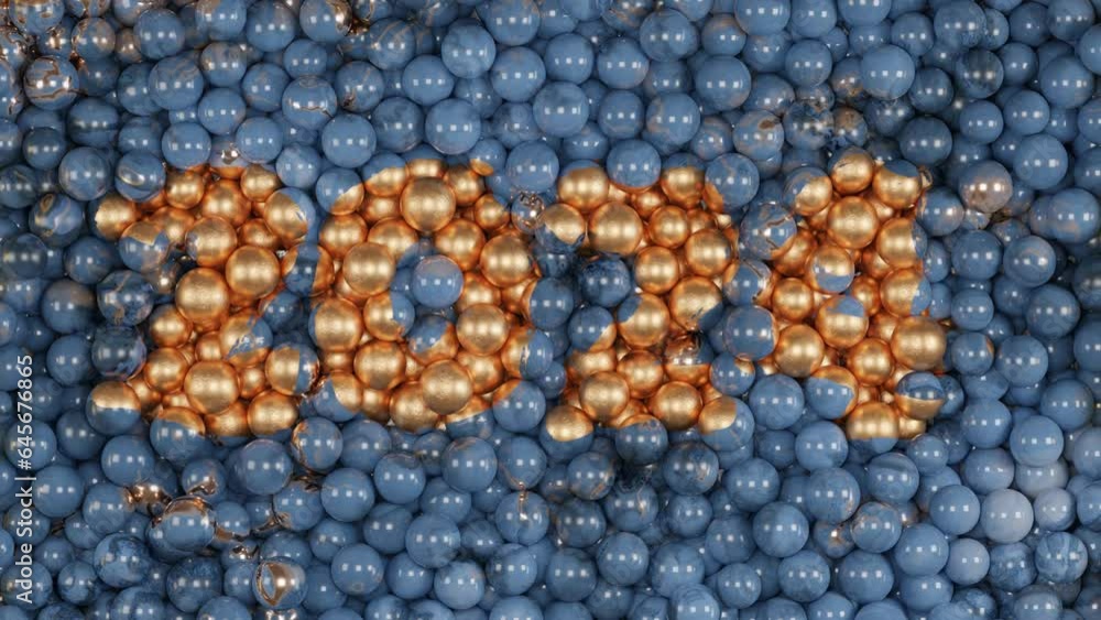 Poster abstract 3d animation of the date of the outgoing year 2023 and a lot of balls that are like puzzles