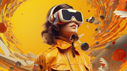 Metaverse digital cyber world technology, people with virtual reality VR goggle playing AR augmented reality game and entertainment, futuristic metaverse gameFi NFT game ideas, Generative AI
