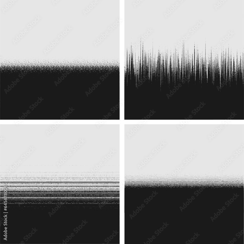 Poster pack of noise transition effect, design element. black isolated on white background, vector formats