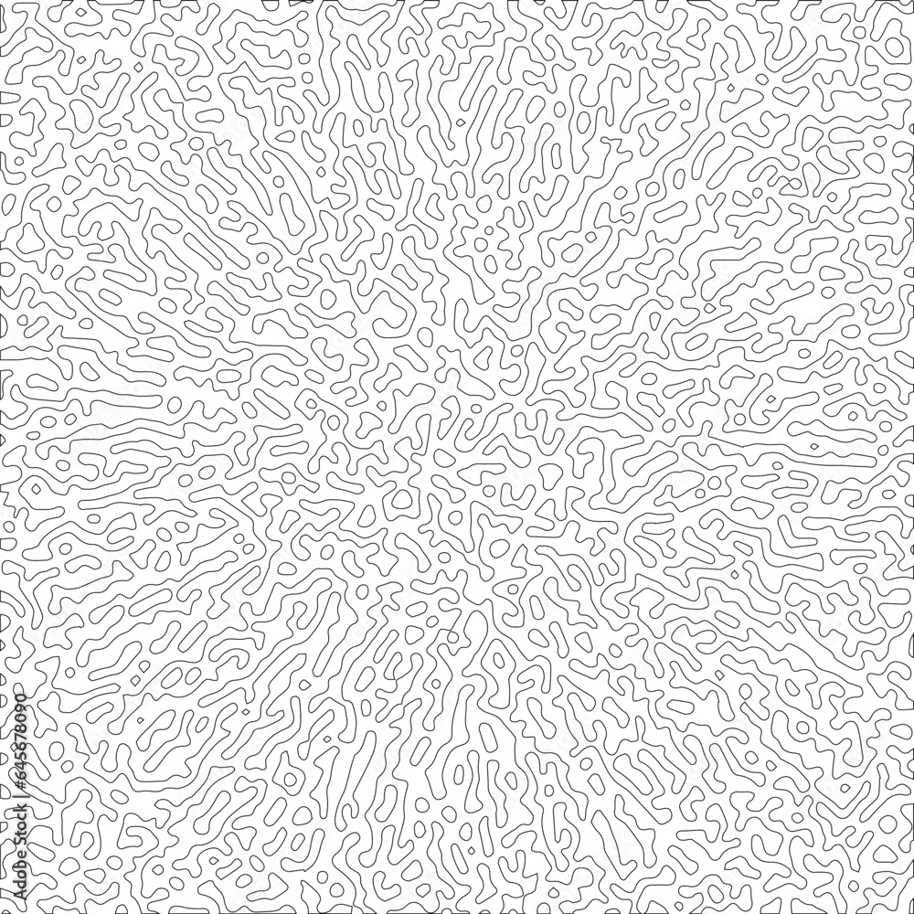 Aufkleber turing reaction diffusion monochrome seamless pattern with chaotic motion. natural background with o