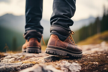 Hiking Boots on Rugged Terrain