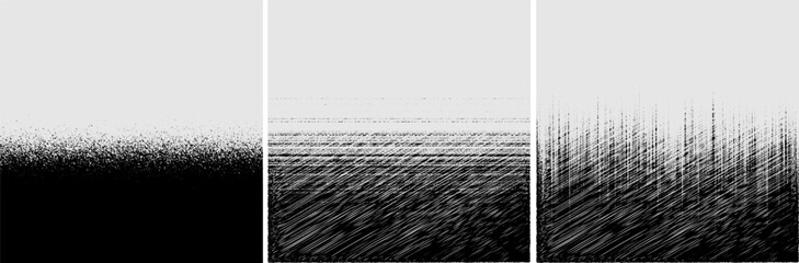 Black Noise Gradient Vector Distressed Textured Background. Abstract Grungy Grainy Texture. Pointillism Art Abstraction line Graphic Grunge transition Format Vektor